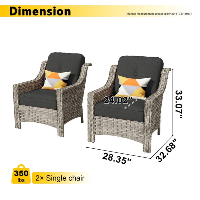 XIZZI 2-piece Patio Furniture Wicker Outdoor Chair Set