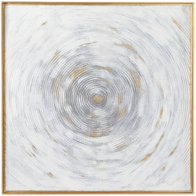 Metal Starburst Spiral Framed Wall Art with Gold Frame - White - Roche River Decor