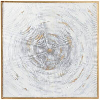 Metal Starburst Spiral Framed Wall Art with Gold Frame - White - Roche River Decor