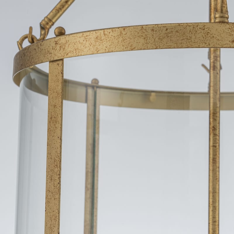 4 - Light Farmhouse Lantern Glass Drum Chandelier for Entryway