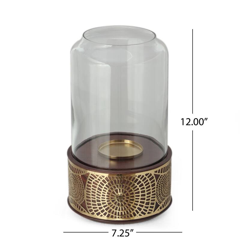 Decorative 12 Inch Candle Holder Hurrican with Rounded Glass Cover