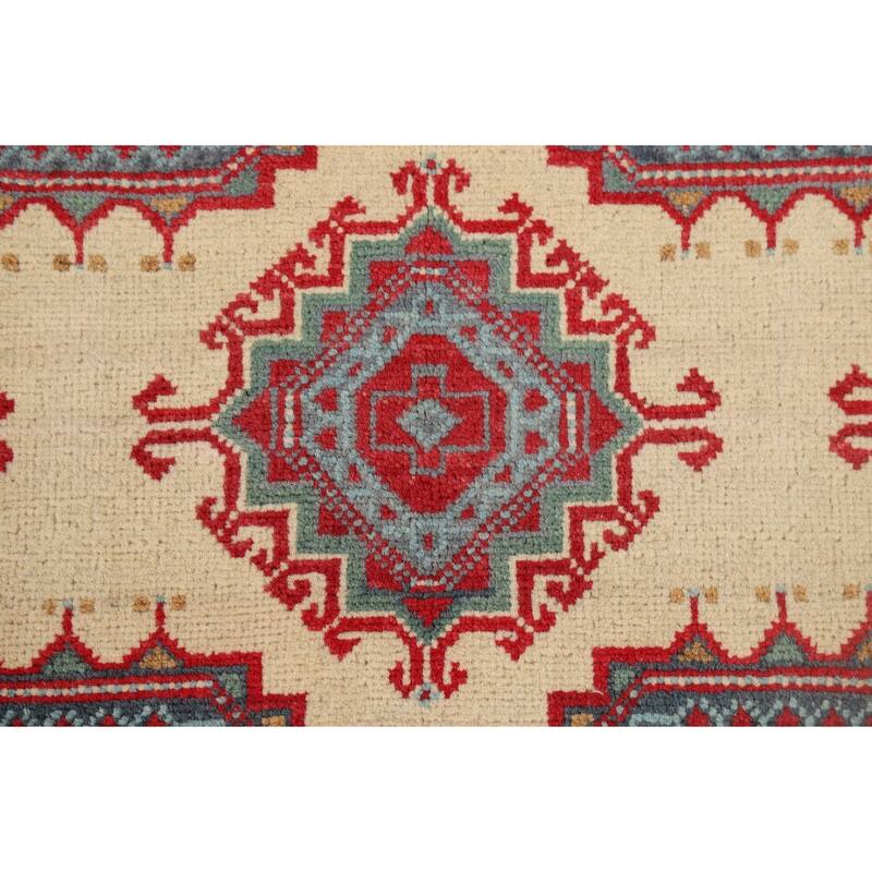 Geometric Kazak Foyer Rug Oriental Handmade Wool Carpet - 3'4" x 4'11"