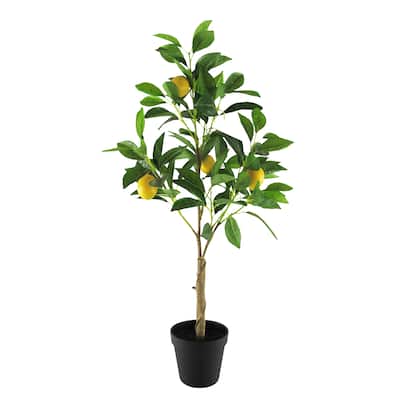 2.5ft Real Touch Artificial Lemon Tree in Black Pot - 30" H x 15" W x 15" DP