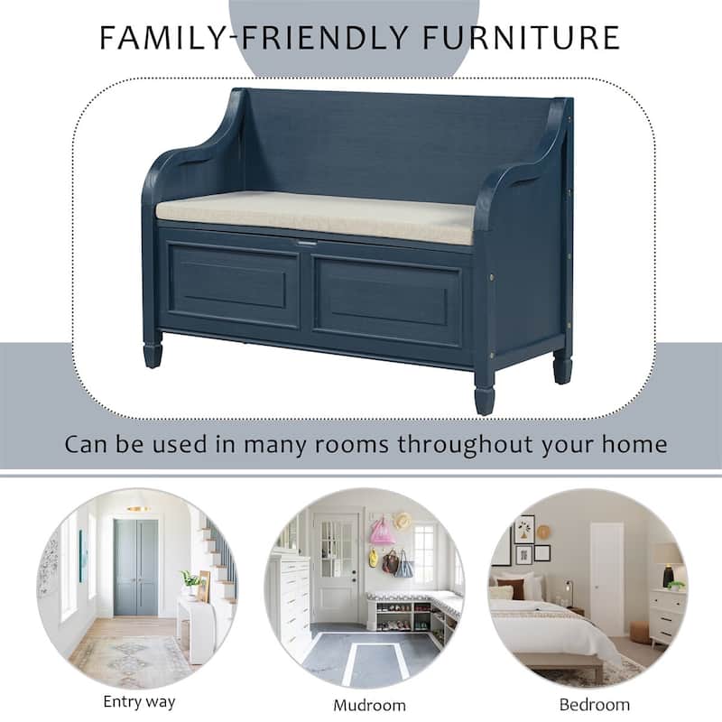 Merax 42” Rustic Style Solid wood Entryway Multifunctional Storage Bench