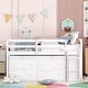 preview thumbnail 11 of 16, Full Size Loft Bed Frame with Retractable Writing Desk and 4 Drawers,Wooden Loft Bed with Lateral Portable Desk and Shelves