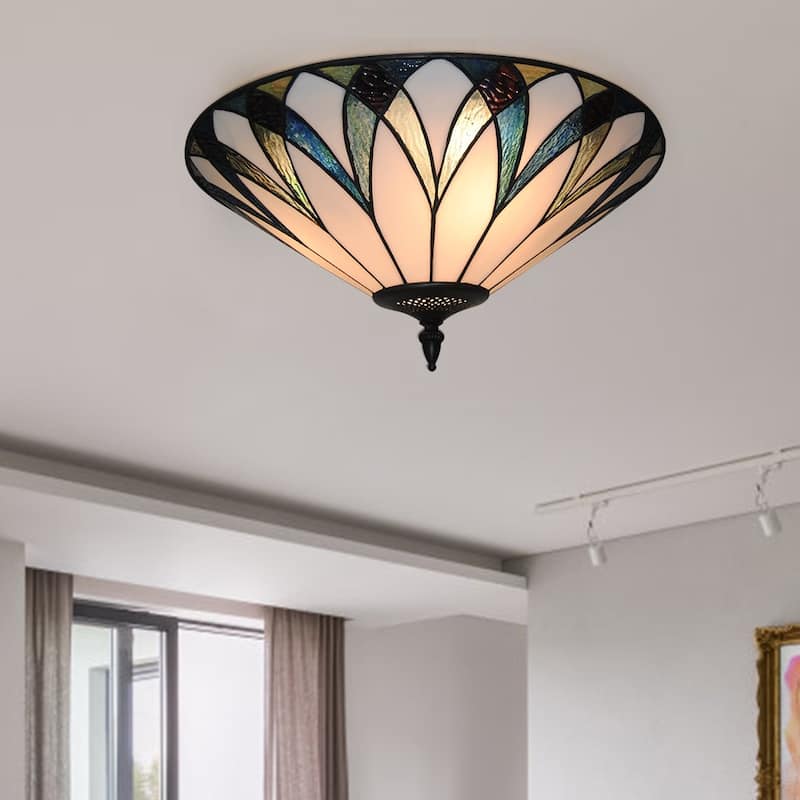 Stained Glass Flush Mount Tiffany Ceiling Light Entryway Lighting