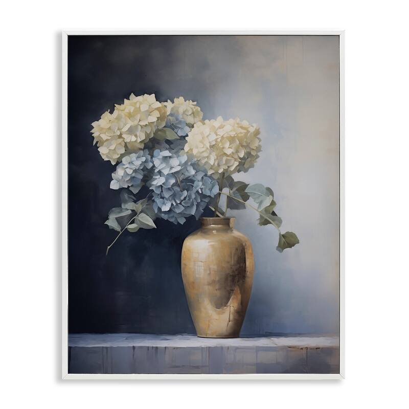 Stupell Subtle Hydrangeas in Vase Framed Giclee Art Design By Arlington Prints - 24 x 30 - White