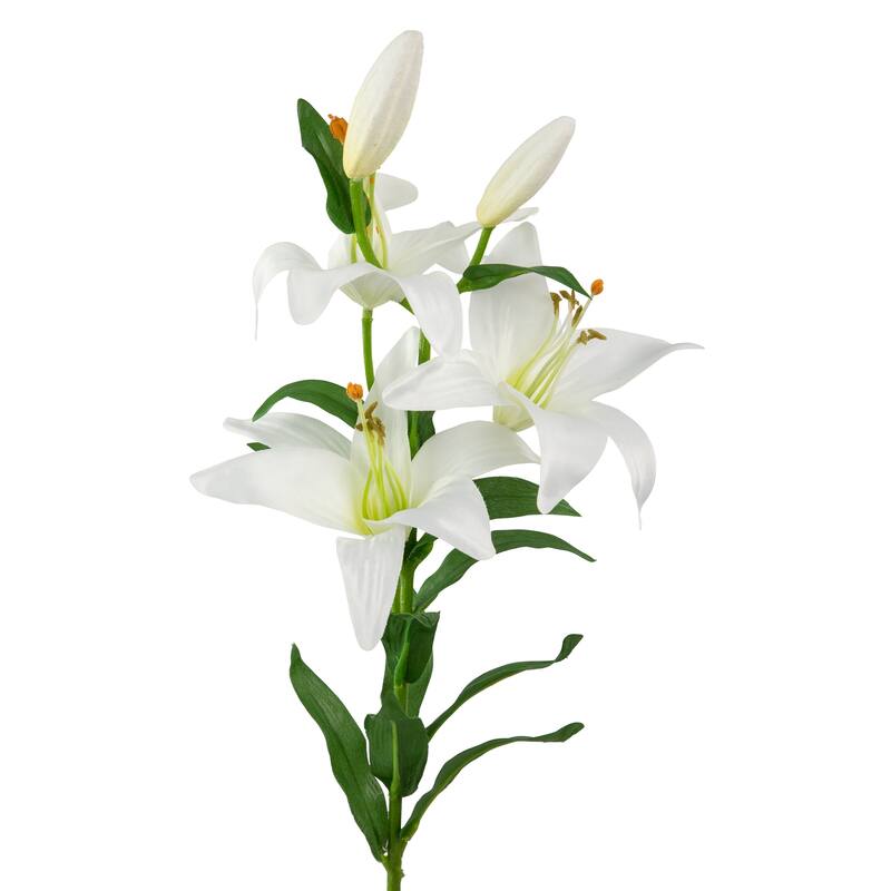 28" White Easter Lily Artificial Silk Floral Spray