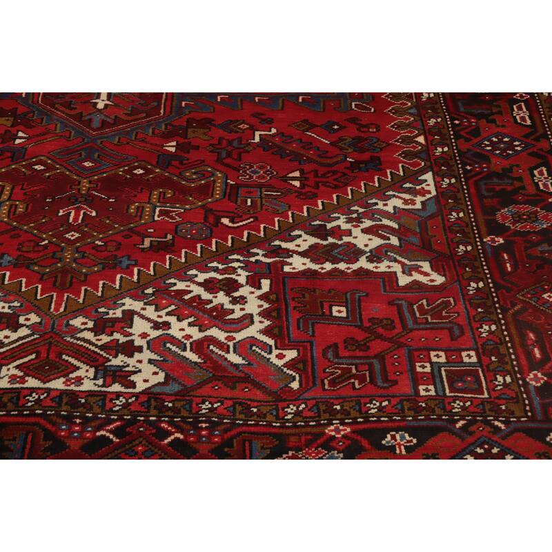 Hand Knotted Oriental 100% Wool Carpet Traditional Medallion Red Heriz Area Rug - 11' 0'' X 8' 2''