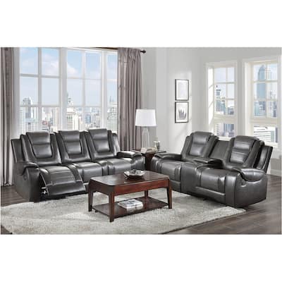 Grete Gray Premium Faux Leather Living Room Set