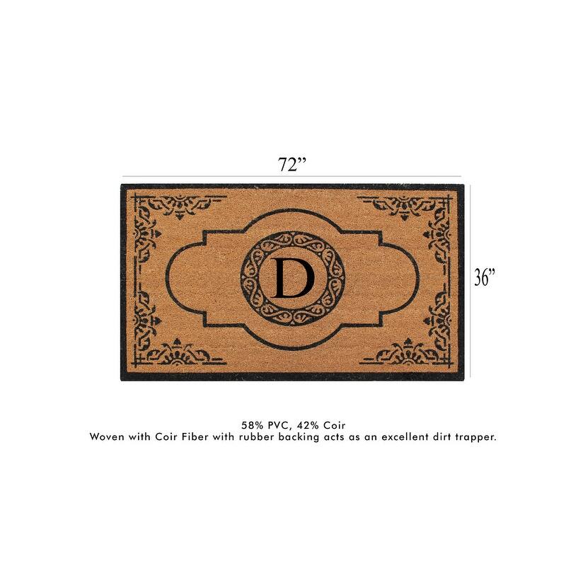 A1HC Natural Coir and PVC backing Hand-crafted Abrilina Monogrammed Double Doormat