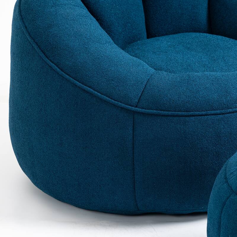 Blue Modern 40" Microfiber Upholstered Accent Chair with Ottoman and Padded Foam Padding Compressed for Living Room