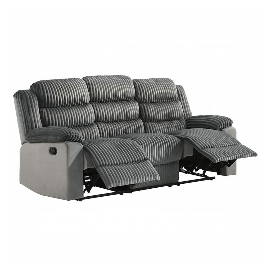 Upholstered Manual Motion Sofa with Pillow Top Armrest in Gray
