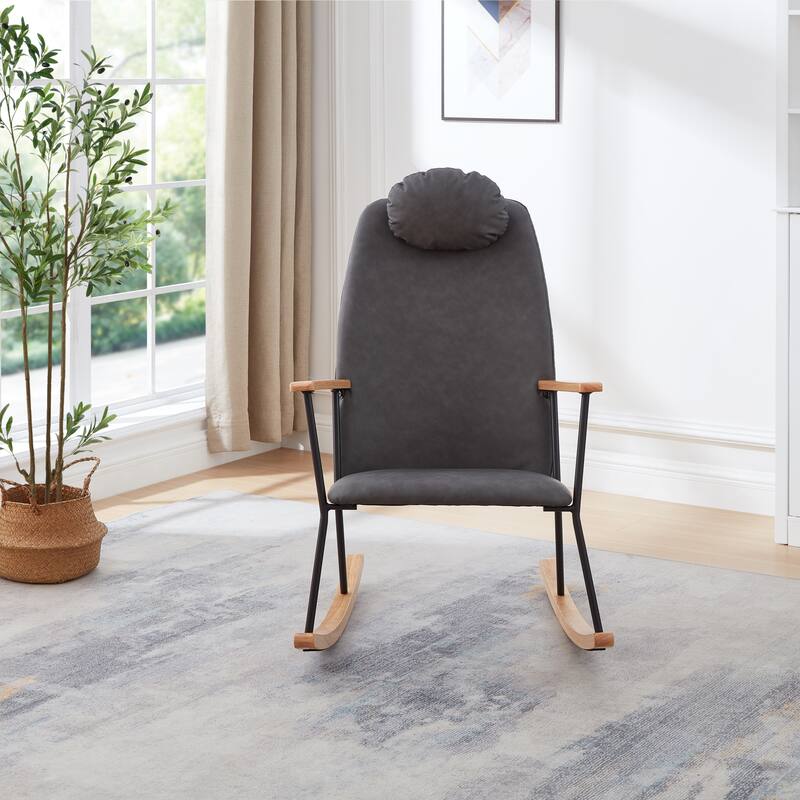 Accent Rocking Chair with Adjustable Headrest Pillow