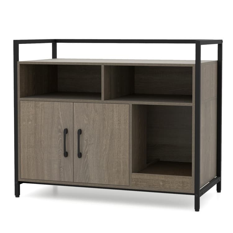 Hidden Cat Washroom with Double Doors and Scratch Cardboard - Oak