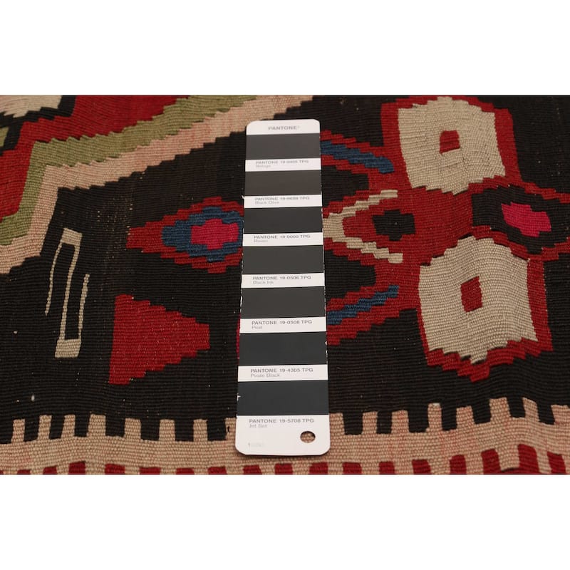 ECARPETGALLERY Flat-Weave Yoruk Black, Red Wool Kilim - 7'0 x 12'9