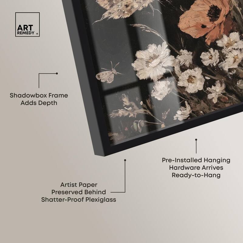 Poppy and Moth II Shadowbox by Art Remedy