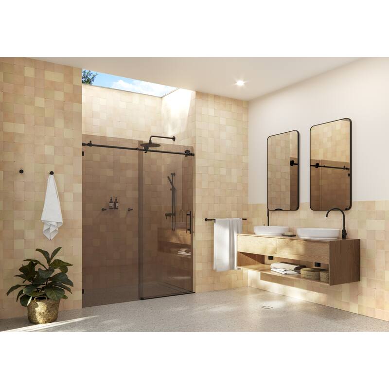 Equinox 60 in. x 78 in. Fully Frameless Glass Sliding Shower Doors with Bronze Tint