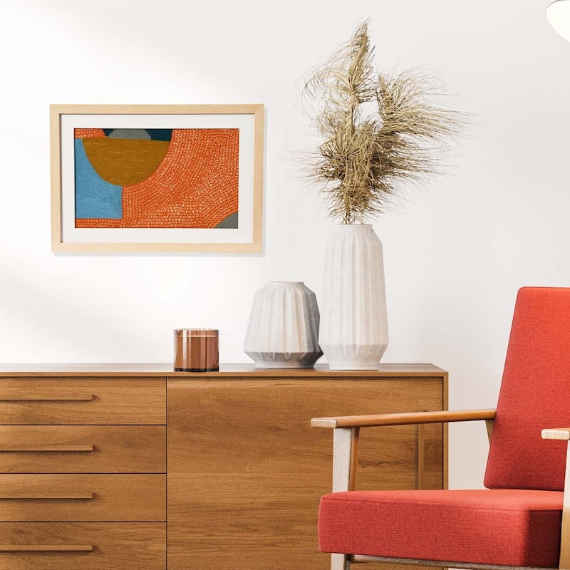 Abstract Embroidery in Wood Frame