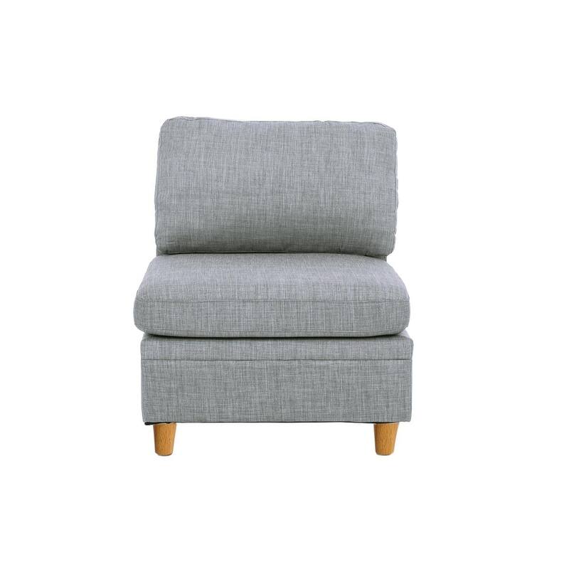 6pc Light Grey Fabric Modular Sofa Set - 3 Wedges, 2 Chairs, 1 Ottoman