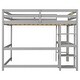 preview thumbnail 4 of 25, Full Loft Bed Pine Kids Bed with Space Storage Bulit-in Desk Shelves and Ladder, Grey