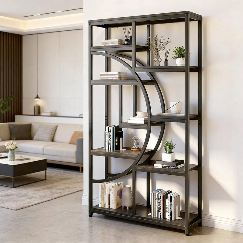Versatile Freestanding Bookshelf - Geometric Design Display Bookcas