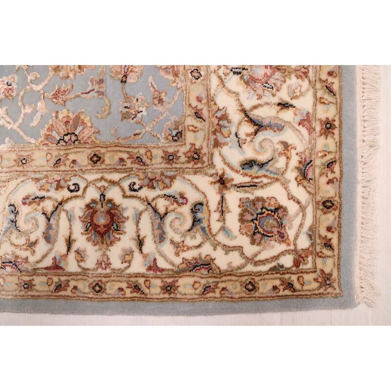 ECARPETGALLERY Hand-knotted Mirzapur Light Blue Viscose, Wool Rug - 5'7 x 7'10