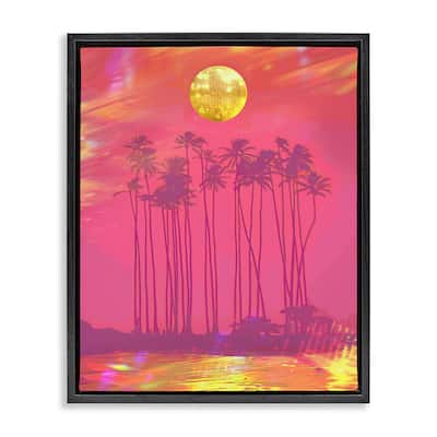 Stupell Disco Over Tropical Palms Framed Floater Canvas Wall Art Design By Lil' Rue