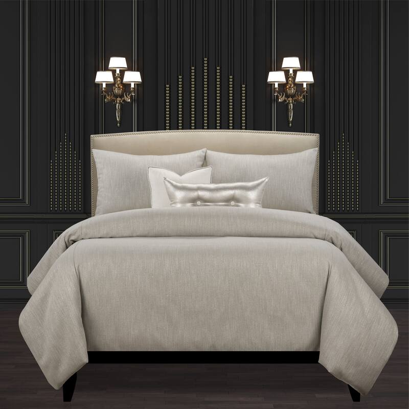 F Scott Fitzgerald Lumiere Truffle Shimmering Luxury Duvet Cover and Insert Set