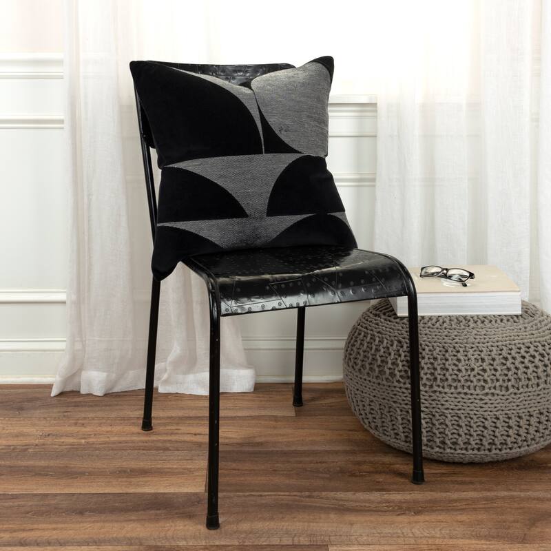 Rizzy Home Cotton Velvet Contemporary Shape Throw Pillow