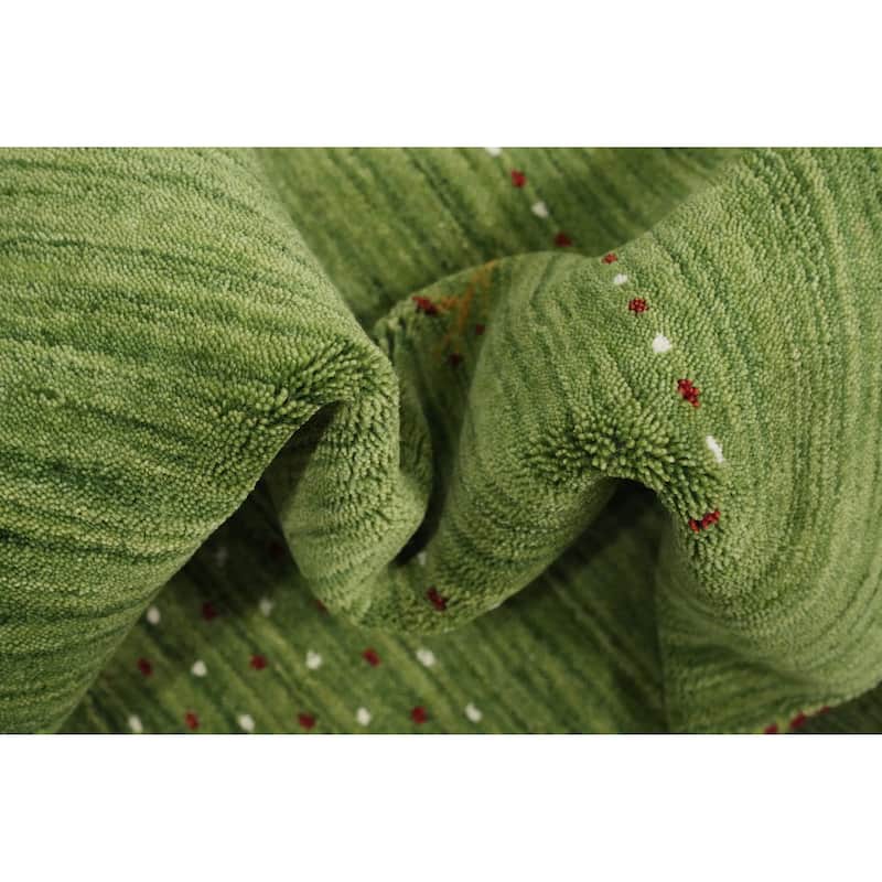 Hand Knotted Oriental 100% Wool Carpet Tribal Animal Pictorial Green Gabbeh Area Rug - 9' 0'' X 5' 10''