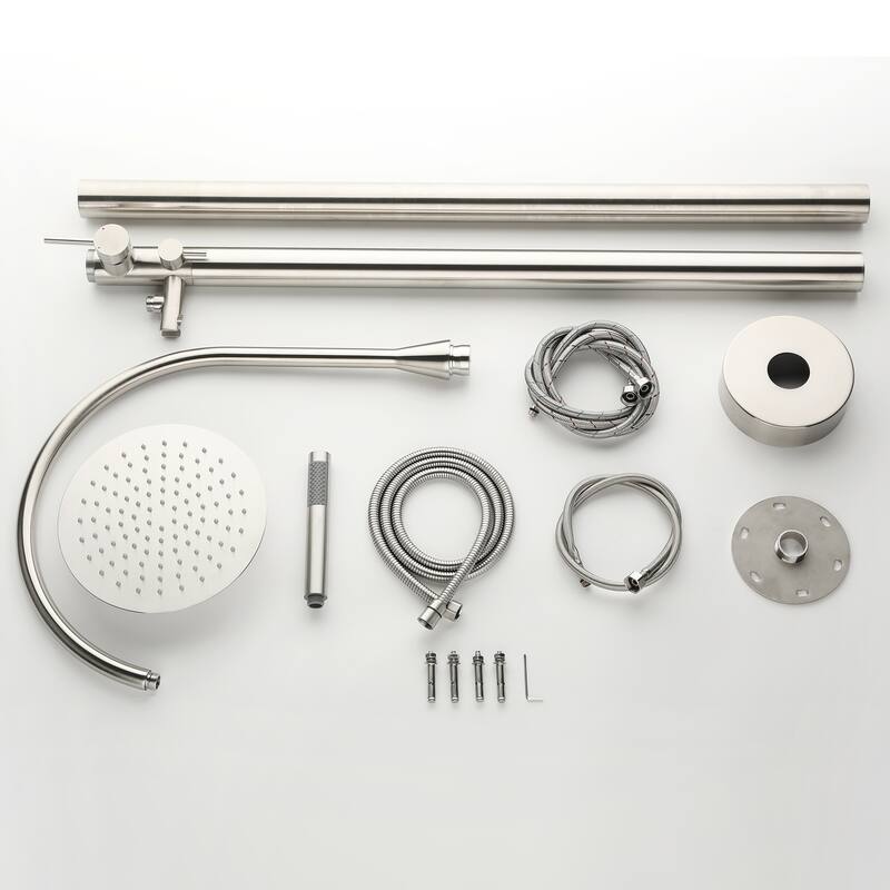 81"H Stainless Steel Freestanding Outdoor Shower with Handheld Shower