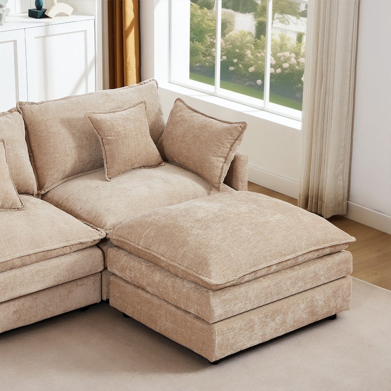 130.7" Modular Chenille U-Shape Sectional Sofa with Movable Ottomans