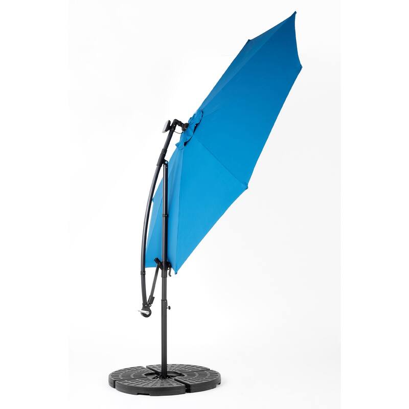 9.67 ft. Steel Market Outdoor Patio Umbrella with 40 lights, Solar LED Offset Hanging Umbrella (No Base)