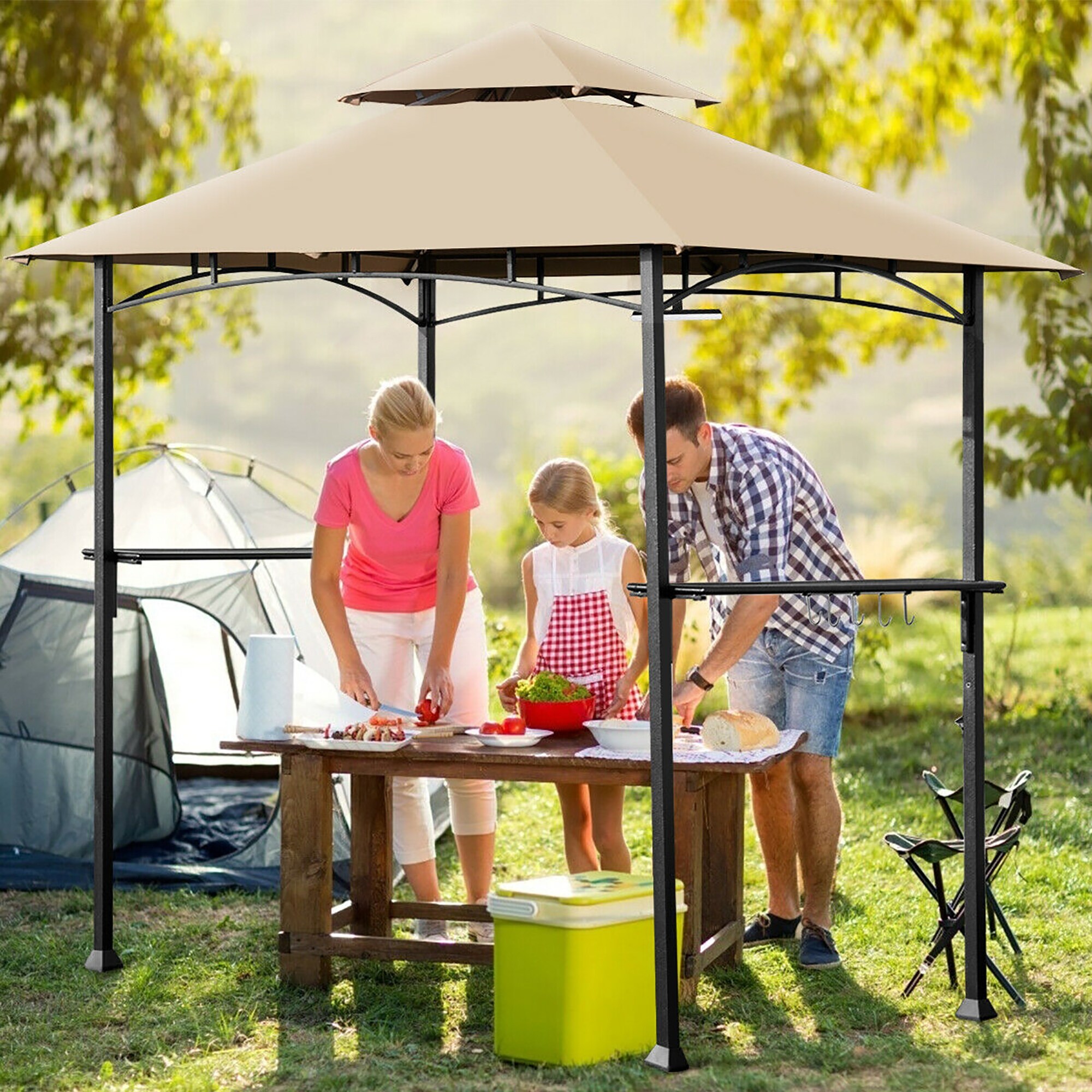 Costway 8 x 5 Outdoor Patio Barbecue Grill Gazebo w LED Lights Bed Bath Beyond 31808310