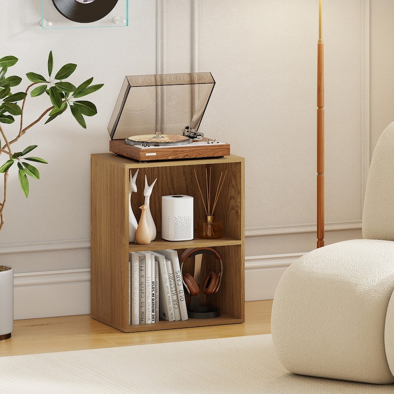 Gymax 2-Cube Bookcase w/ 5-Position Adjustable Shelf Anti-Toppling