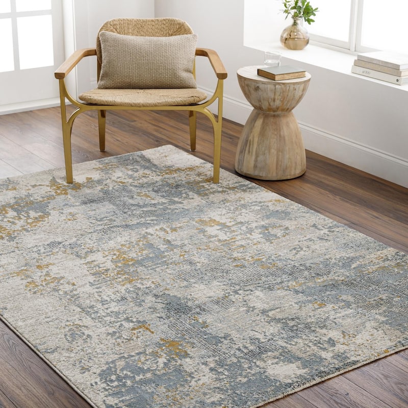 Livabliss Mid-Century Modern Dresden Diamond Area Rug - 2'7" x 3'11" - Taupe/Blue