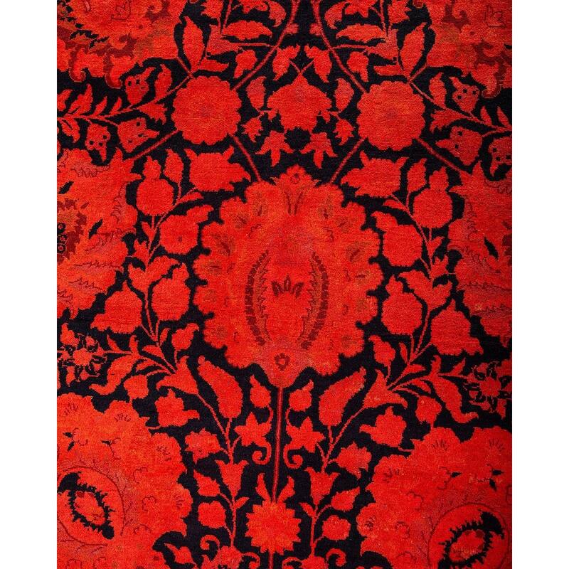 Overton Hand Knotted Wool Vintage Inspired Modern Contemporary Overdyed Black Area Rug - 9' 3" x 16' 3"