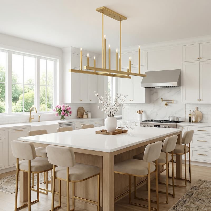 LamQee Mid Century Chandelier Rustic Sputnik Gold Ceiling Light - Large