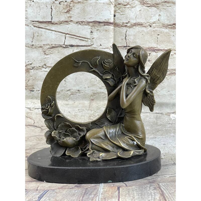 Hot Cast Detailed Fairy Bronze Sculpture Marble Base Figurine Figure