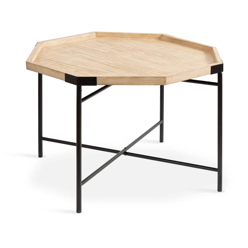 Kate and Laurel Occonor Octagon Wood Coffee Table - 26x26x18 - Natural and Black