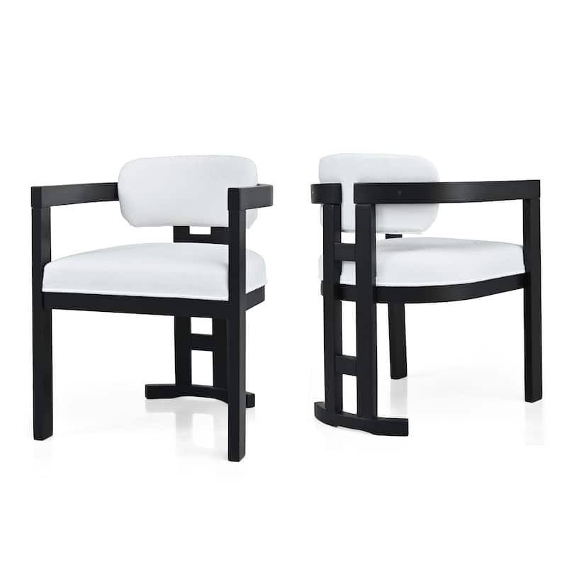 Indoor Upholstered Wood Dining Chair(Set of 2),White+Black