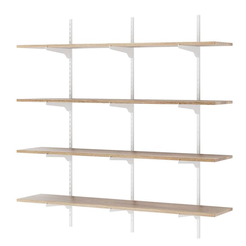 Wallniture Turin 48" Wall Mounted Shelves with Adjustable Brackets, Floating Bookshelves for Office & Living Room, 2,3 or 4 Tier
