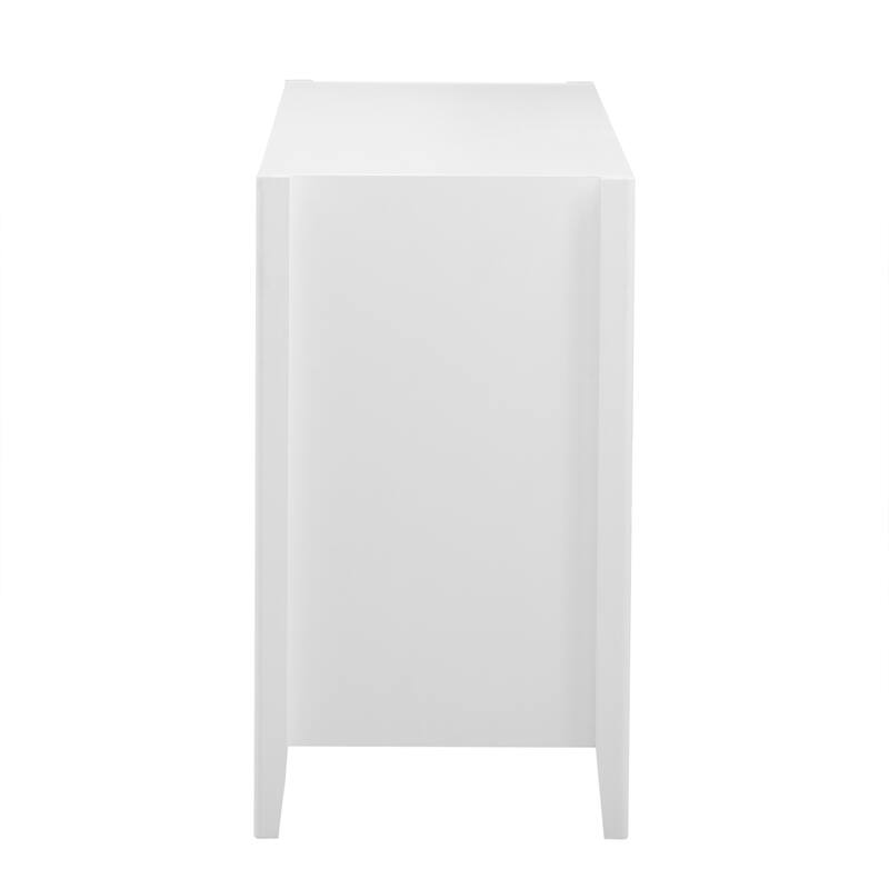 Roomfitters Sideboard Buffet Cabinet with 3 Door Mid-century Modern Fluted Accent Storage for Kitchen & Dining Room, White