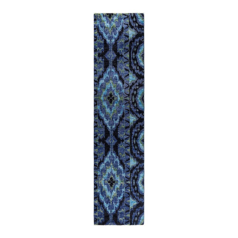 Contemporary Overdyed Wool Hand Knotted Runner - 2' 6" x 10' 8"