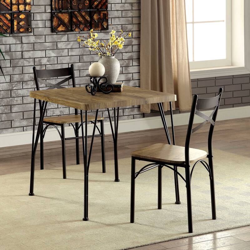 DH BASIC Small Space 2-Person Dining Set by Denhour - Natural/Dark Bronze