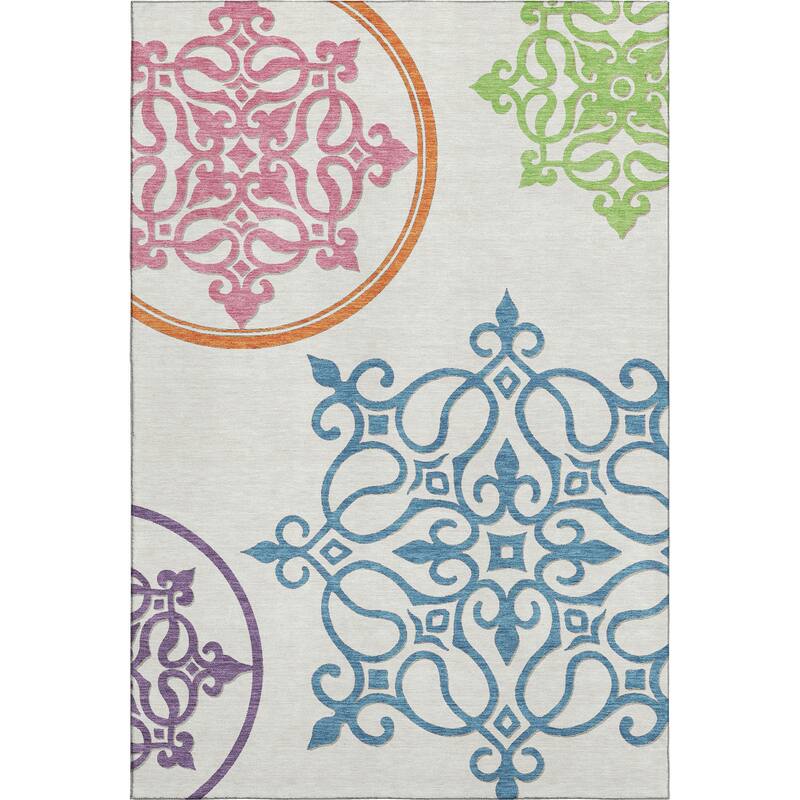 Premium Washable Super Soft Transitional Scroll Mayfield Rug