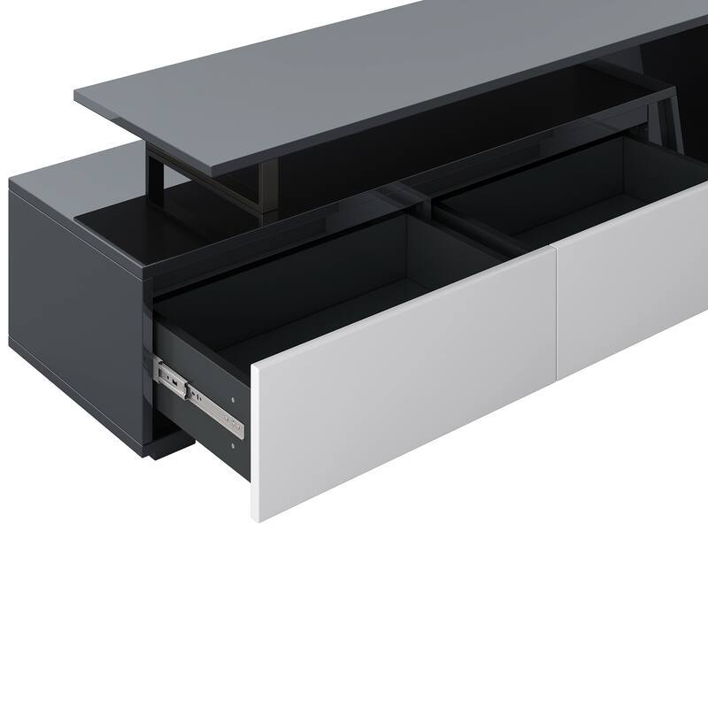 Minimalist Rectangle Extendable TV Stand, TV Cabinet with 2 Drawers and 1 Cabinet