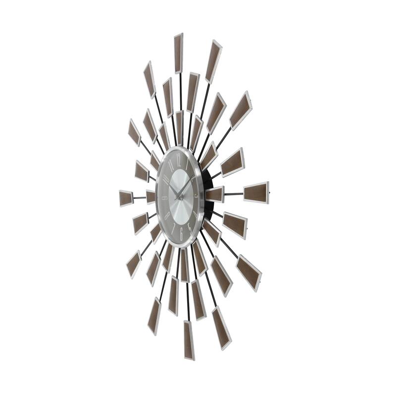 Gold / Copper / or Silver Iron Metal Starburst Sun Glam Wall Clock