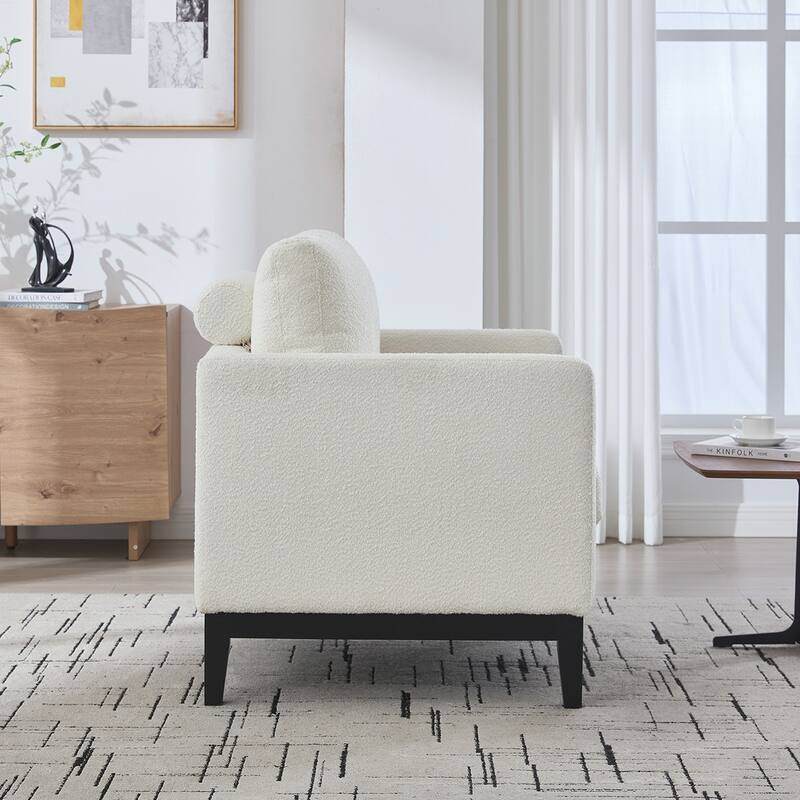Wood Base Arm Chair with Two Pillows